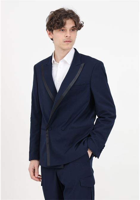 Elegant blue men's jacket with single-breasted cut IM BRIAN | GIA2818005
